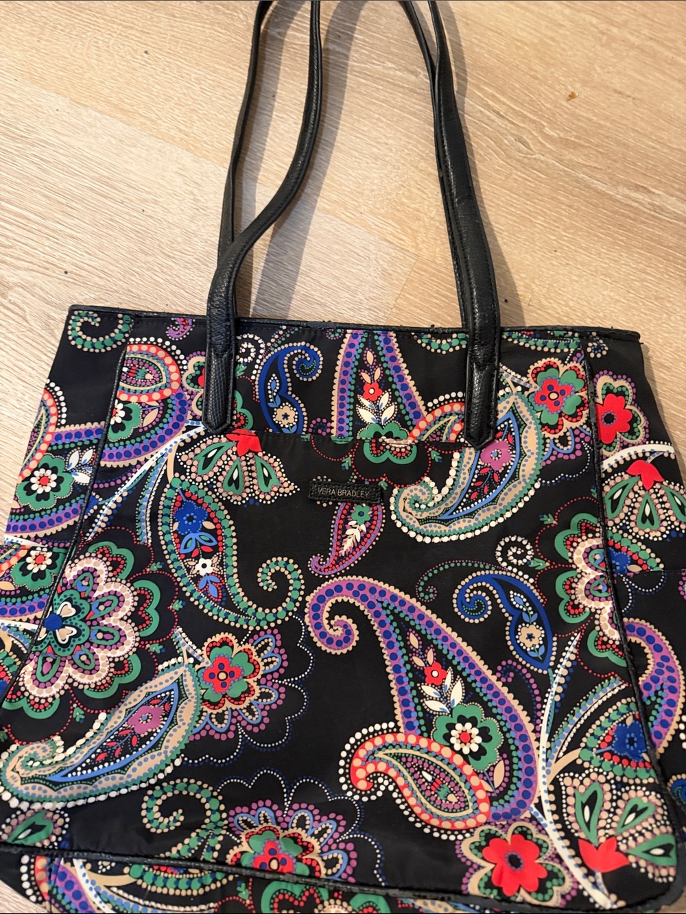 Vera Bradley Black Paisley Floral Multi-Color Tote